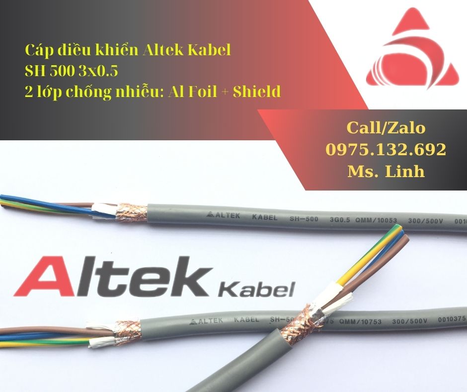 Cáp điều khiển 2 lớp chống nhiễu Altek Kabel 3x0.5mm2