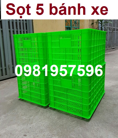 Sọt 5 bánh xe, sọt nhựa đựng hàng, sọt kéo hàng