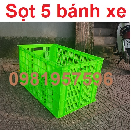 Sọt 5 bánh xe, sọt nhựa đựng hàng, sọt kéo hàng