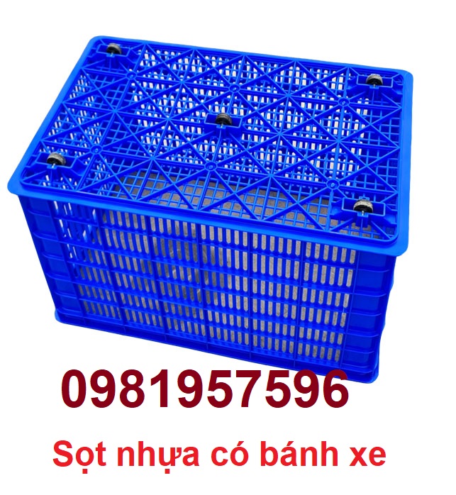 Sọt nhựa, sọt nhựa có bánh xe, sóng nhựa hở có bánh xe