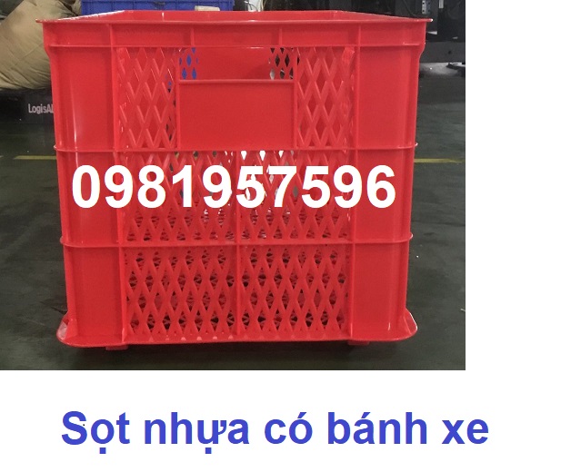 Sọt nhựa, sọt nhựa có bánh xe, sóng nhựa hở có bánh xe