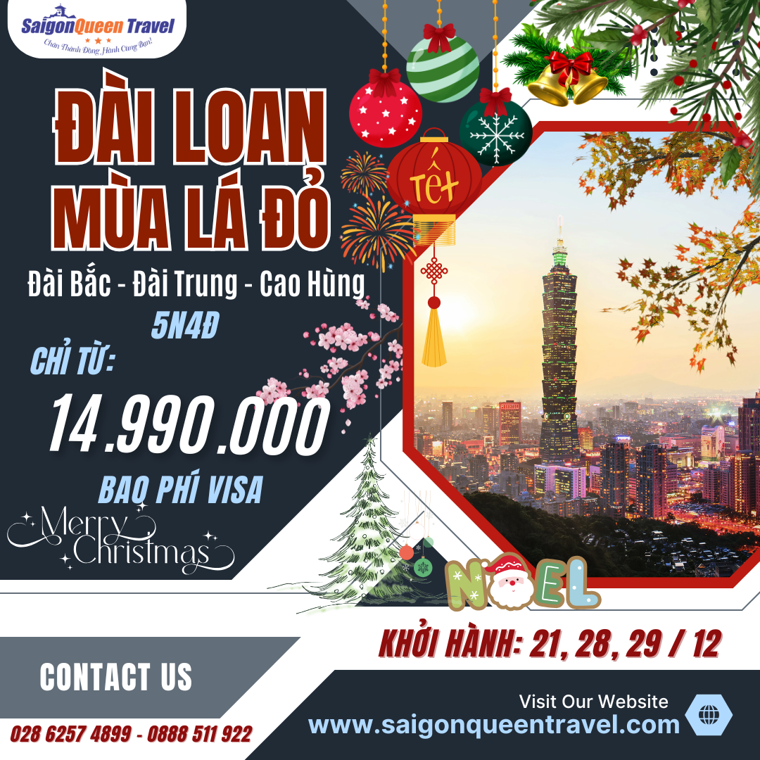 Du lịch Đài Loan ngắm lá đỏ đúng vào dịp Noel