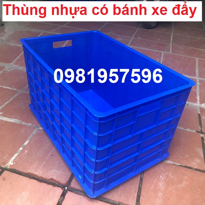 Thùng nhựa có bánh xe đẩy kích thước 78x50x43 cm