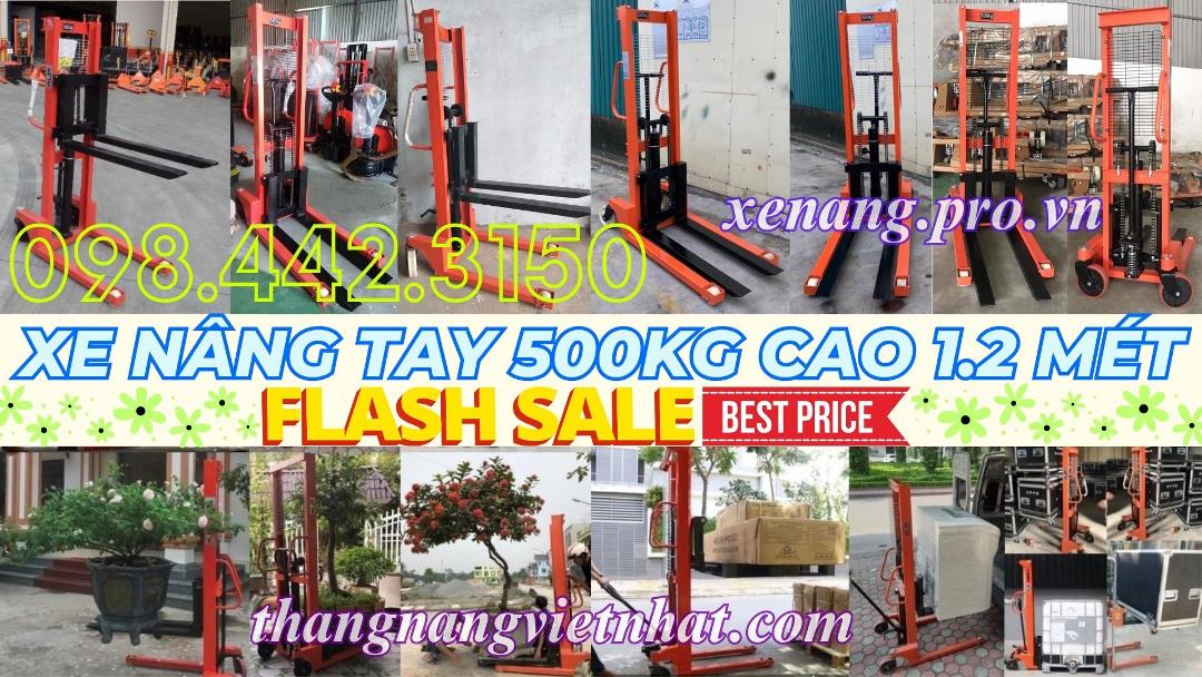 Xe nâng tay cao 500kg nâng cao 1200mm - xả kho giá sốc