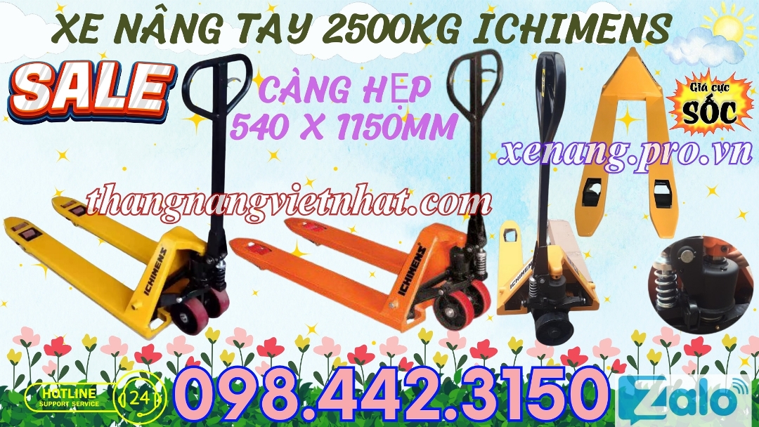 Xe nâng tay 2.5 tấn càng hẹp XT540-1150-2.5T ICHIMENS 