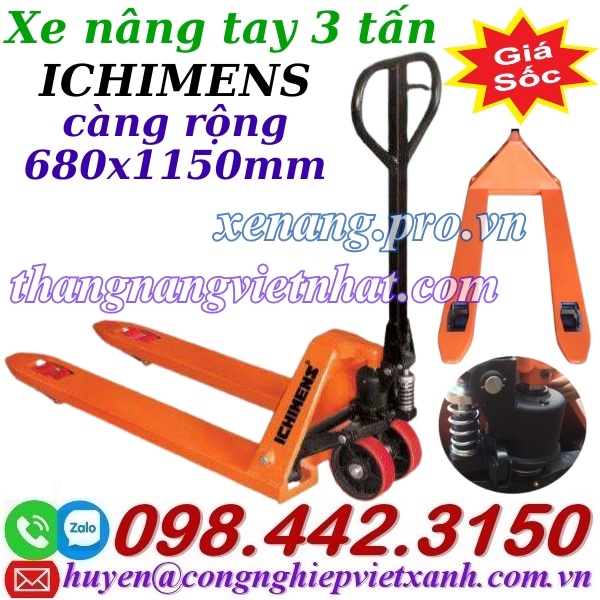 Xe nâng tay 3 tấn càng rộng XT680-1150-3T ICHIMENS