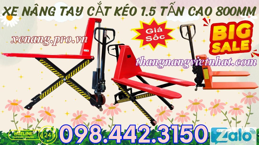 Xe nâng tay cắt kéo 1.5 tấn nâng cao 800mm HL1.5T