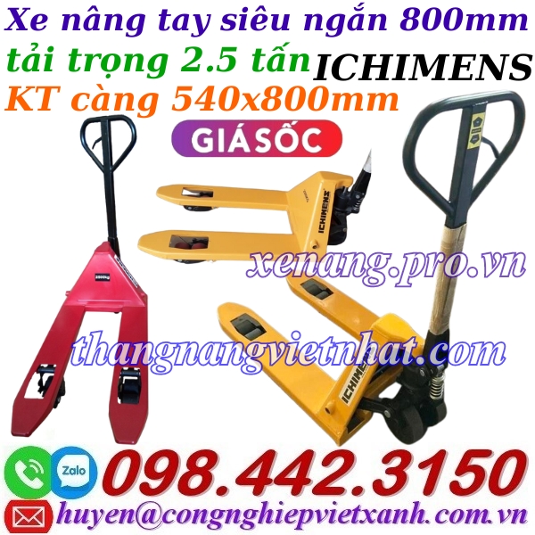 Xe nâng tay siêu ngắn 800mm XT540-800-2.5T ICHIMENS