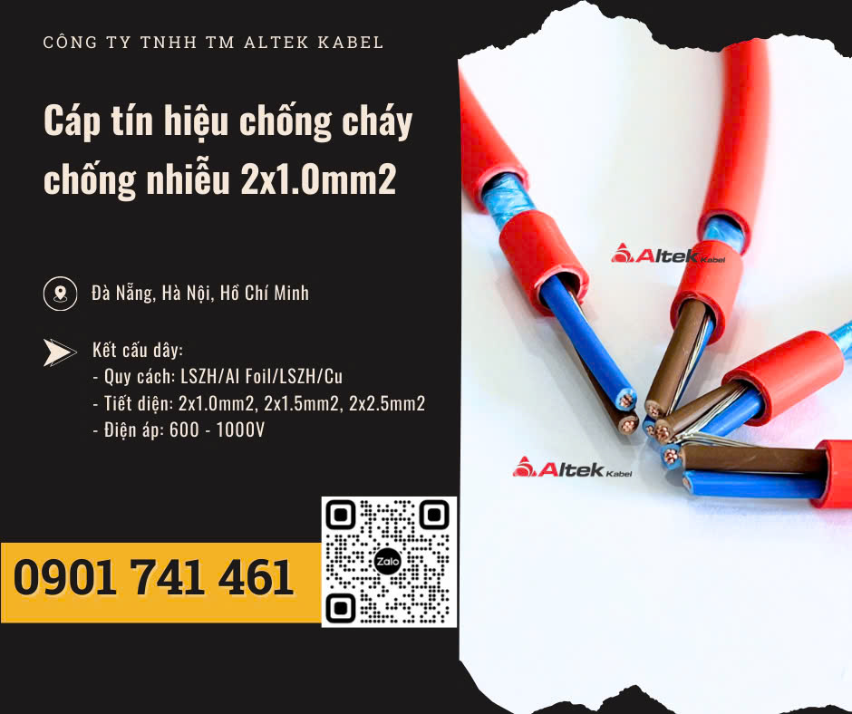 Dây tín hiệu chống cháy chống nhiễu 2x1.0mm2 Đà Nẵng