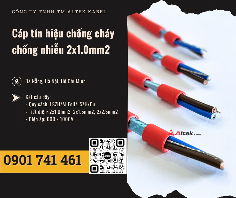 Dây tín hiệu chống cháy chống nhiễu 2x1.0mm2 Đà Nẵng