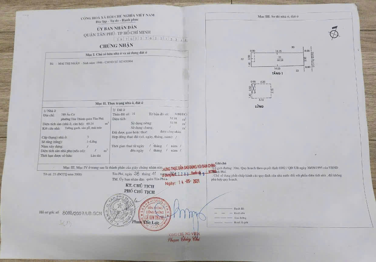 MẶT TIỀN KINH DOANH 789 ÂU CƠ TÂN PHÚ