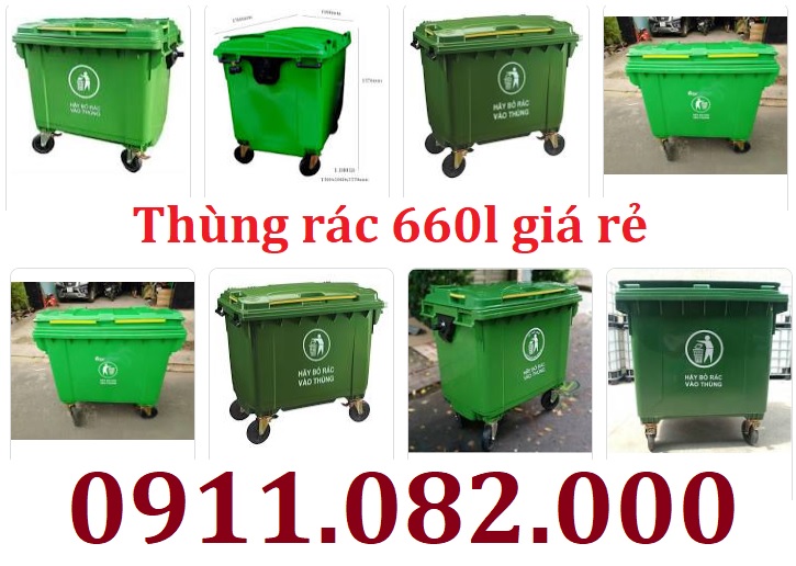  Thùng rác hàng nhập khẩu giá rẻ, thùng rác 120l 240l màu xanh